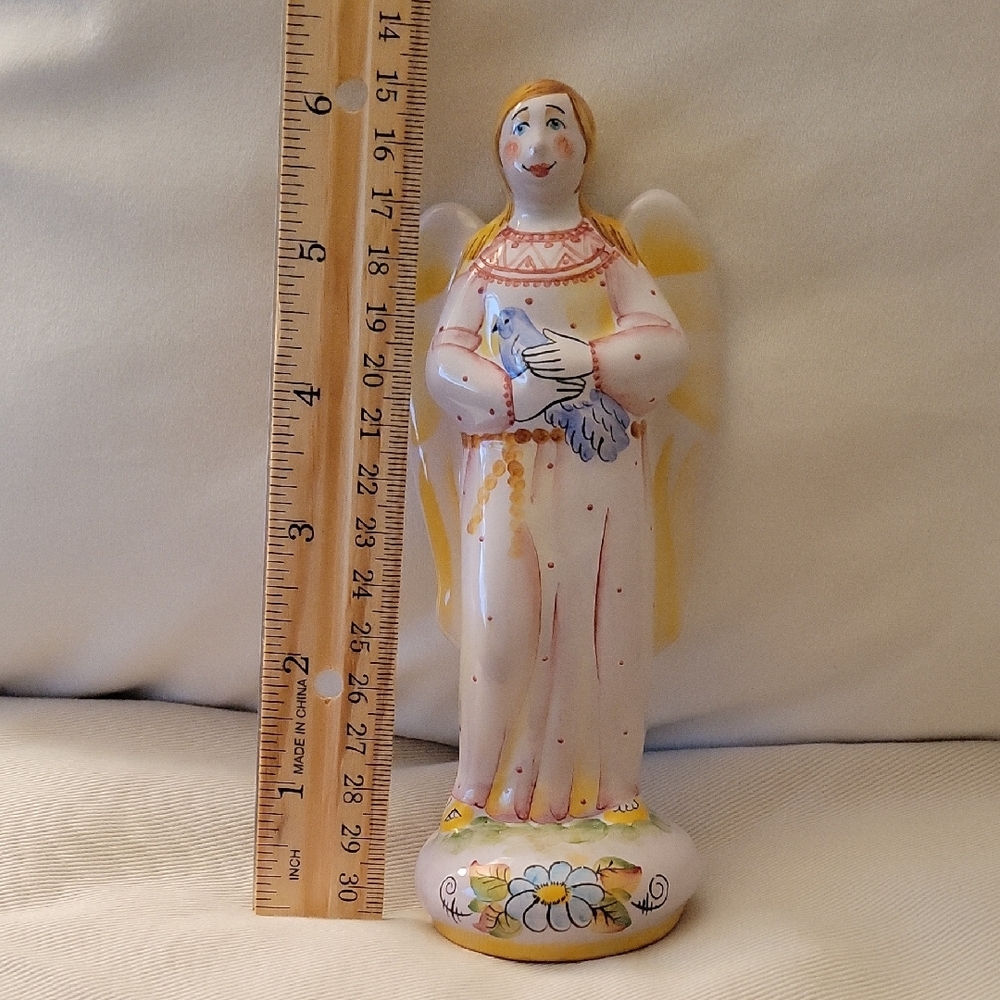Russian Folk Art Hand-Painted Angel Figurine, Natalia Pavlova. 6 1/2"